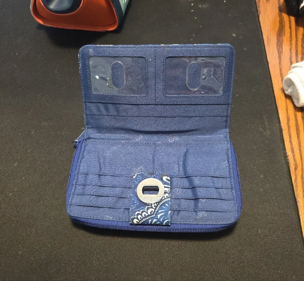 Vera Bradley Blue Paisley Zip-Around Phone Wallet